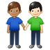 👨🏽‍🤝‍👨🏻 men holding hands: medium skin tone, light skin tone display on Samsung